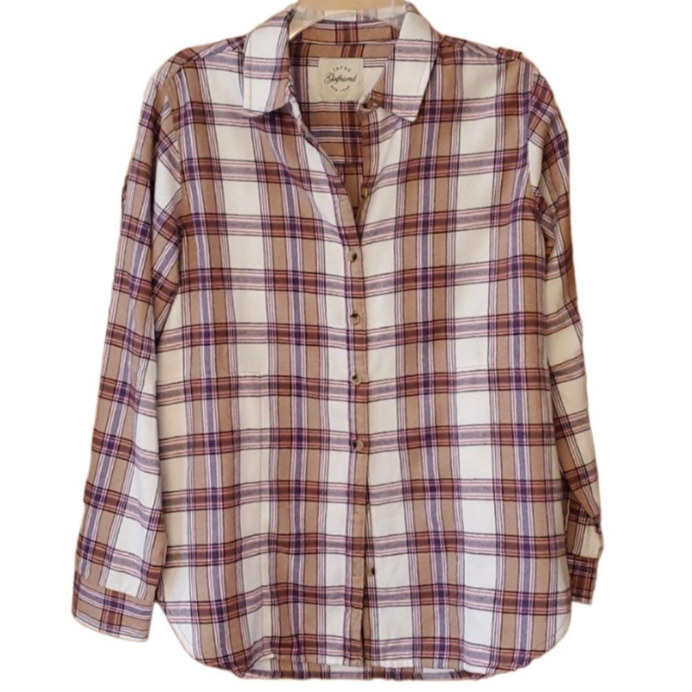 Jach's Girlfriend Womans Super Soft Flannel Oversized Buttondown Shirt‎ Small